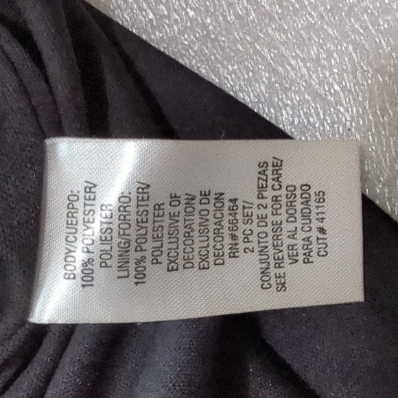 NWOT Studio I Women's 2 Piece Black Floral Chiffon Dress With Blue Jacket Size14 - Picture 8 of 9